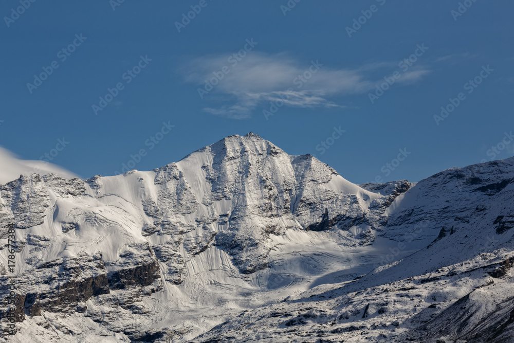 beautiful view of the mountain peak with snow. Swiss Alps 