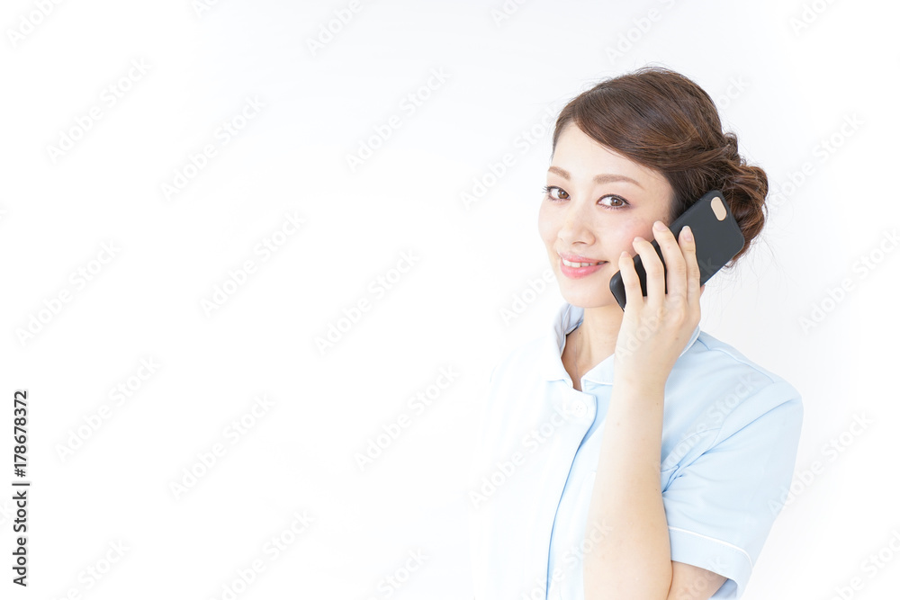 nurse using smartphone