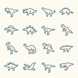 Dinosaurs line icons