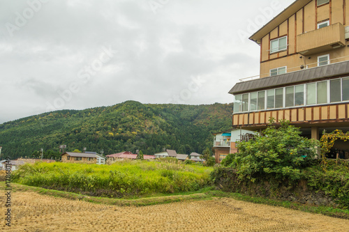 Beautiful landscape mountain view of Nozawa Onsen in Nagano Prefecture , Japan.