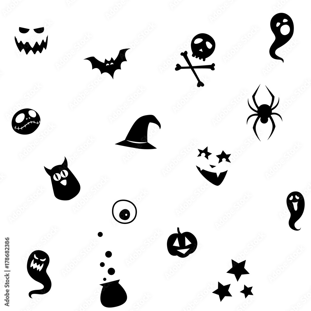 illustration Black white seamless background abstract pattern halloween party