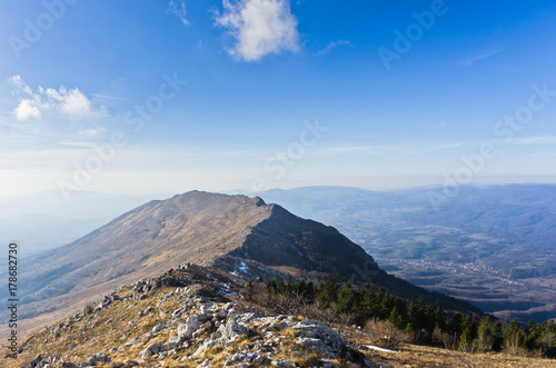 Landscape around mountain Rtanj on a sunny day, central Serbia