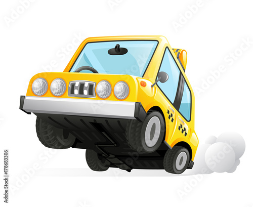 Yellow Cab Taxi Car Icon Transportation City Urban Automobile Icon Isolated Realistic 3d Design Vector Illustration