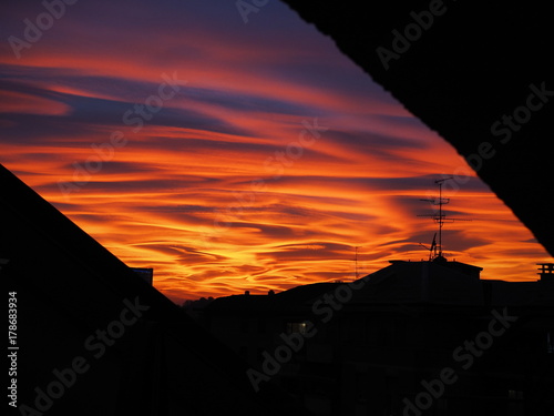 Sunset on Milan city photo