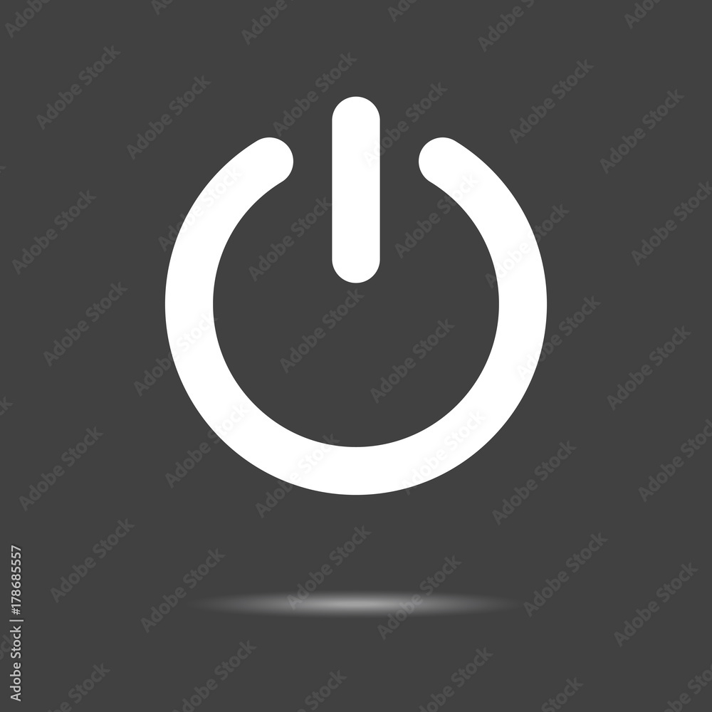 Power button icon - simple flat design isolated on grey background, vector Power button icon - simple flat design isolated on grey background, vector