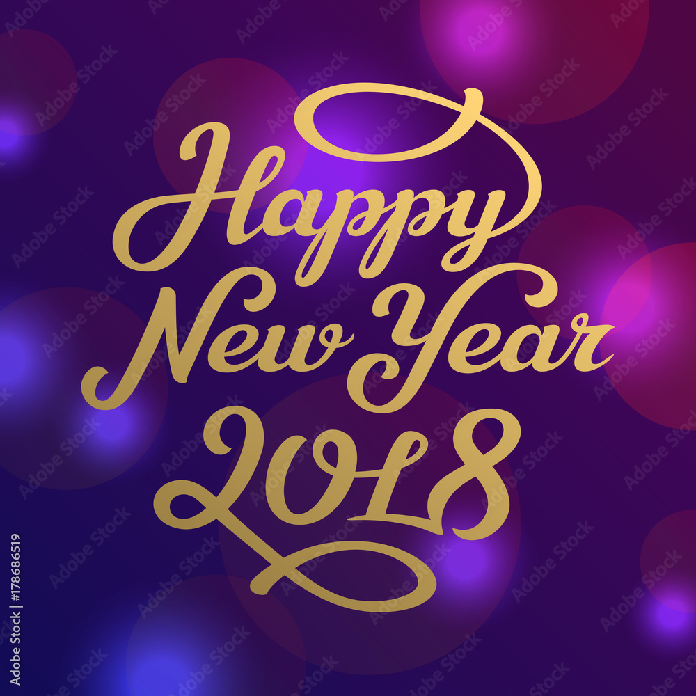 Happy new year 2017 lettering greeting card design