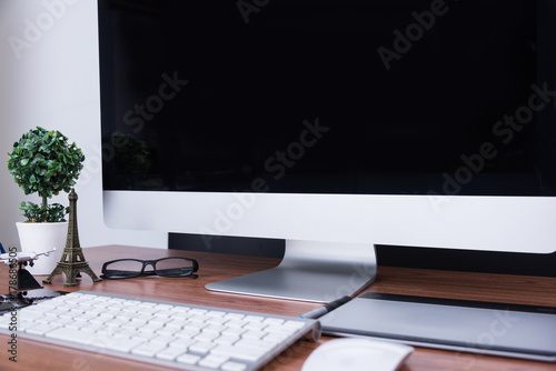 Workspace with blank screen