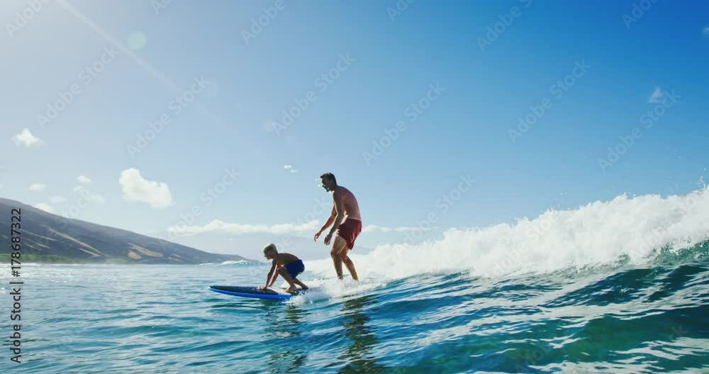 Father and Son Surfing