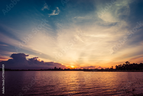 sunset on the lake landscape