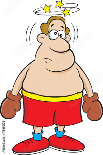 Cartoon illustration of a dizzy boxer.