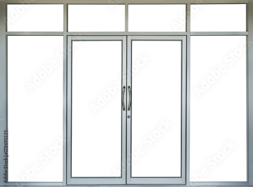 Photography glass door of building with copy space