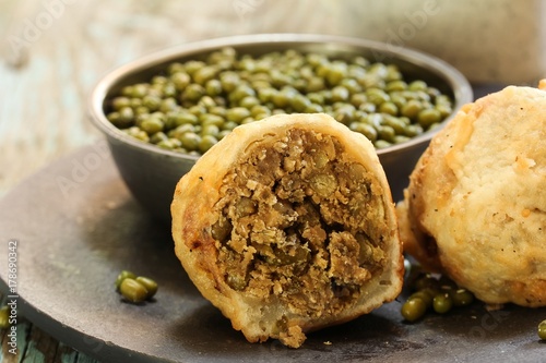 Sukhiyan - Deep fried Kerala snack with Mung beans filling, selective focus photo