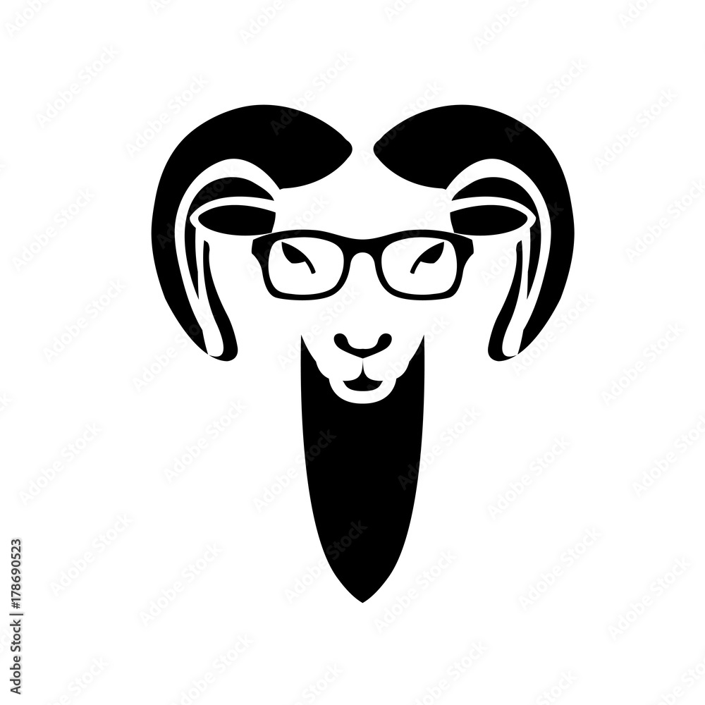 ram sheep face in glasses vector illustration flat style ram sheep face in glasses vector illustration flat style
