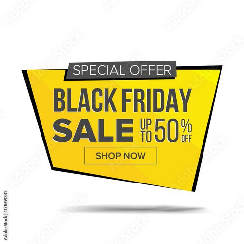 Black Friday Sale Banner Vector. Discount Banner. Friday Sale Banner Tag. Black Price Tag Label. Super Sale Flyer. Isolated Illustration