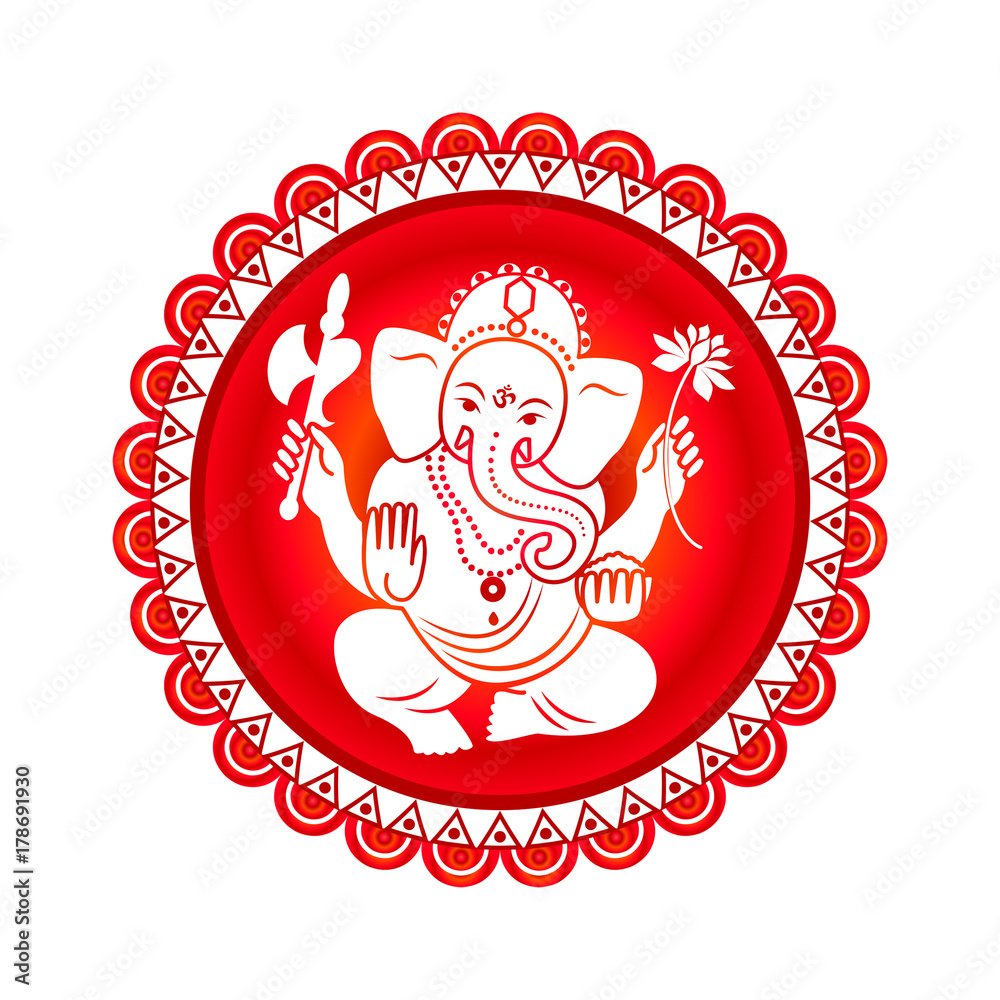 Hindu God Ganesha. Vector illustration. Stock Vector | Adobe Stock