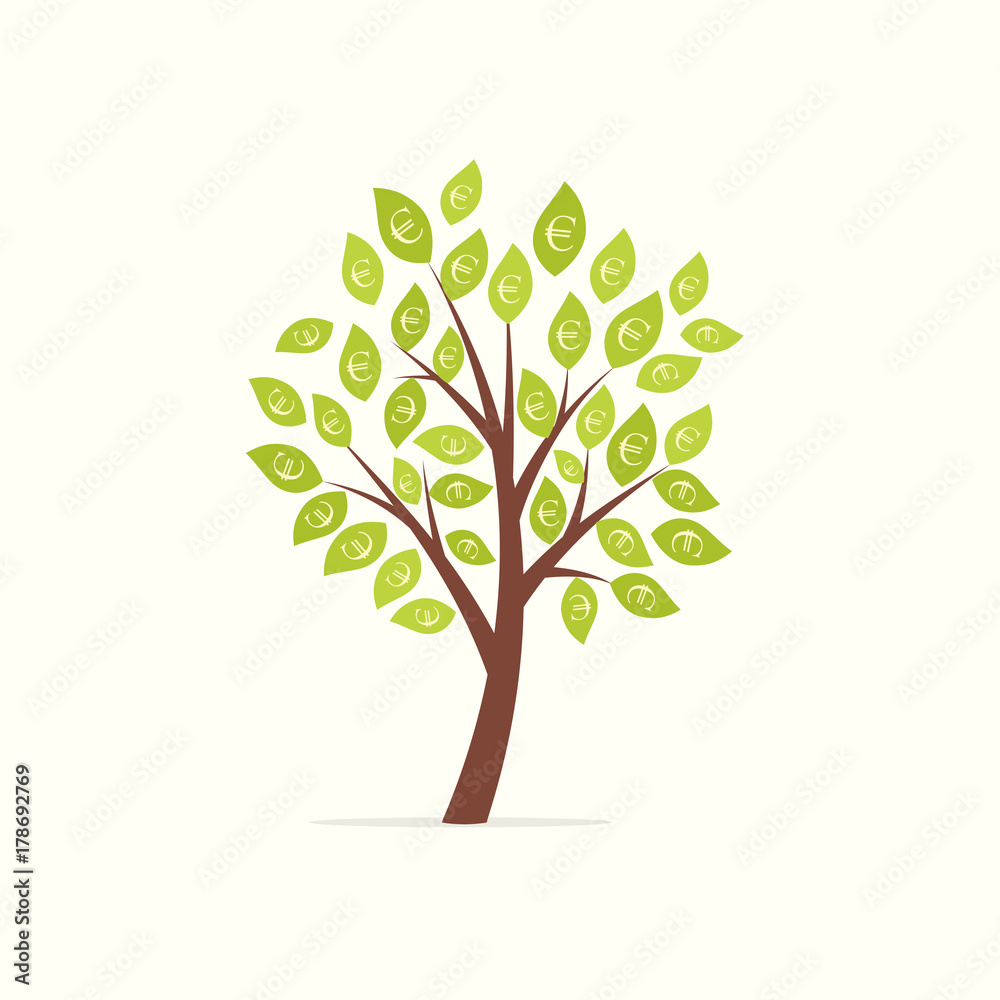 money tree with euro. money tree with euro.