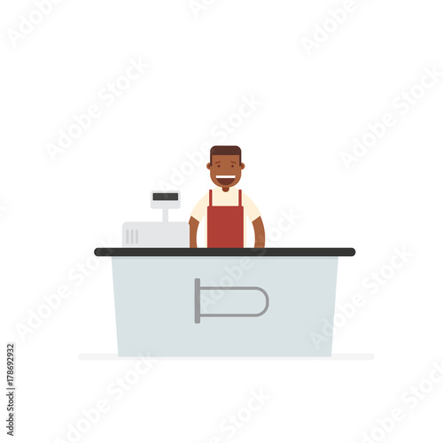 cashier man in supermarket