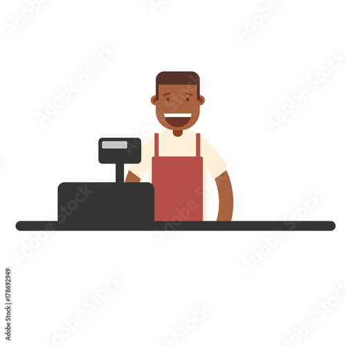 cashier man in supermarket