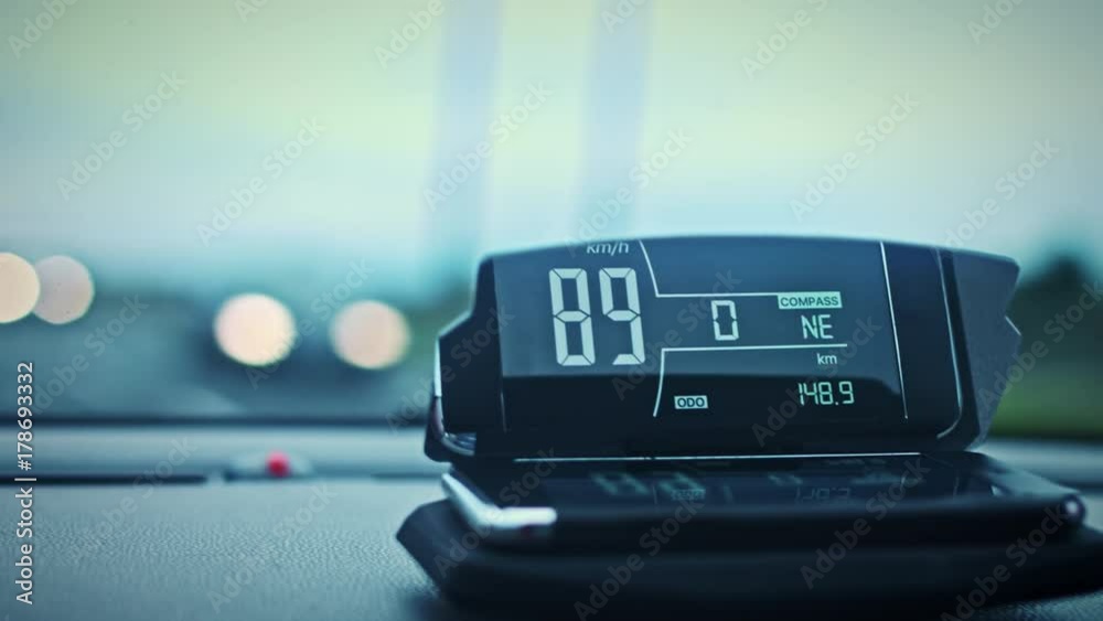 4k Car Driving with HUD Navigator in the Day