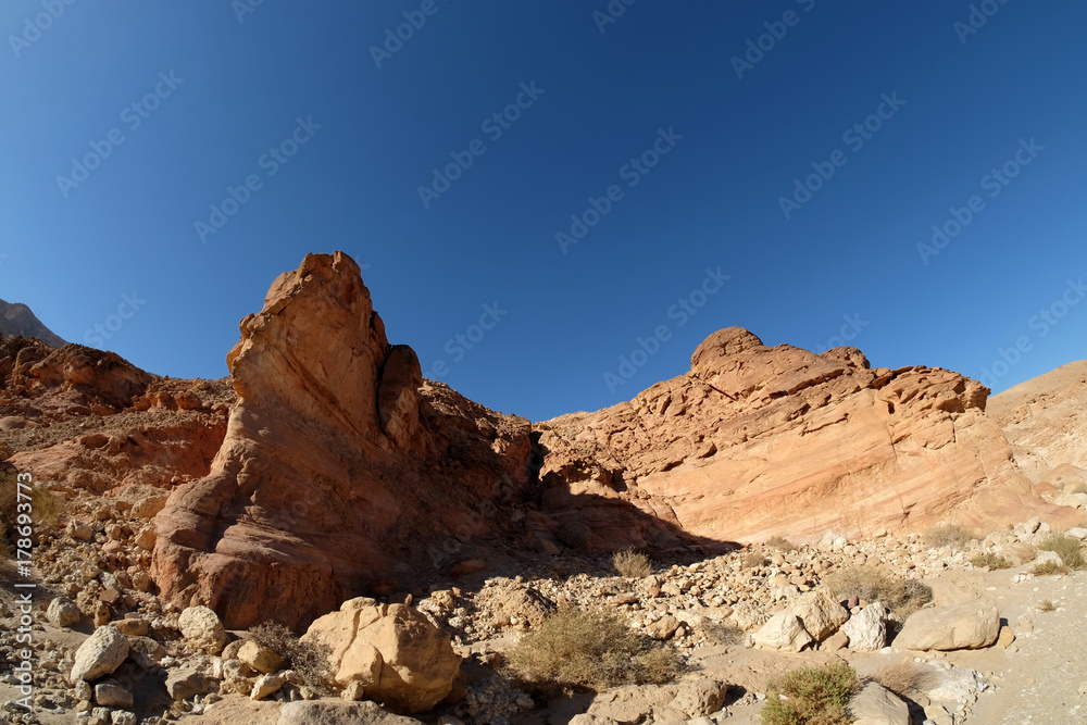 Scenic landscape in Timna Mountains.