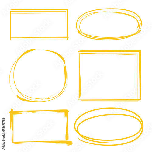 yellow hand drawn rectangle and circle marker elements