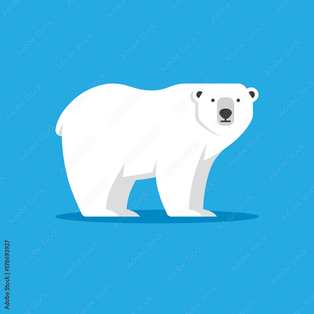 Obraz premium Ikona niedźwiedzia polarnego w stylu płaski.