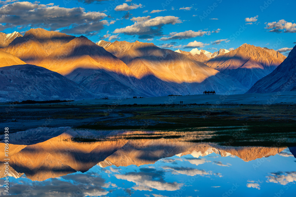 Himalayas on sunset, Nubra valley, Ladakh, India