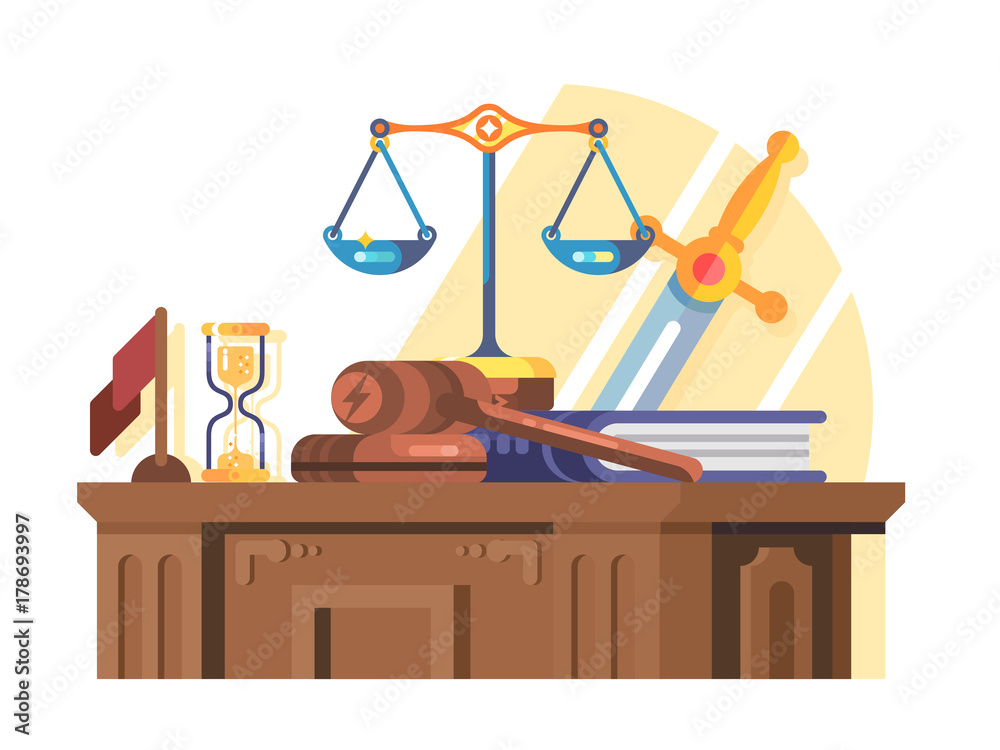 Obraz premium Jurisprudence court and law concept flat