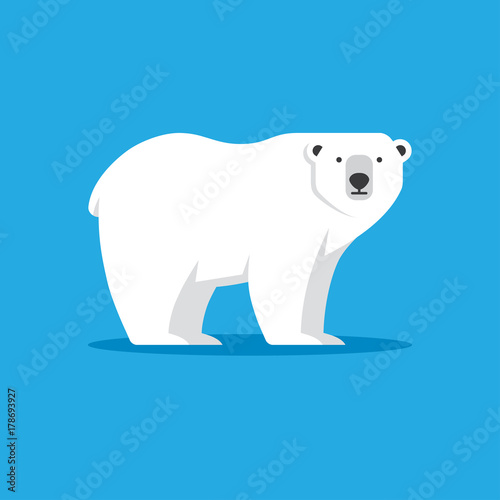 Polar bear icon in flat style.