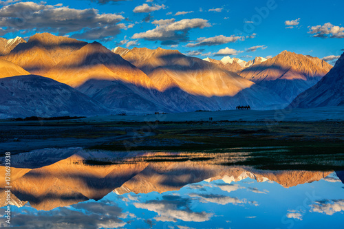 Himalayas on sunset, Nubra valley, Ladakh, India photo