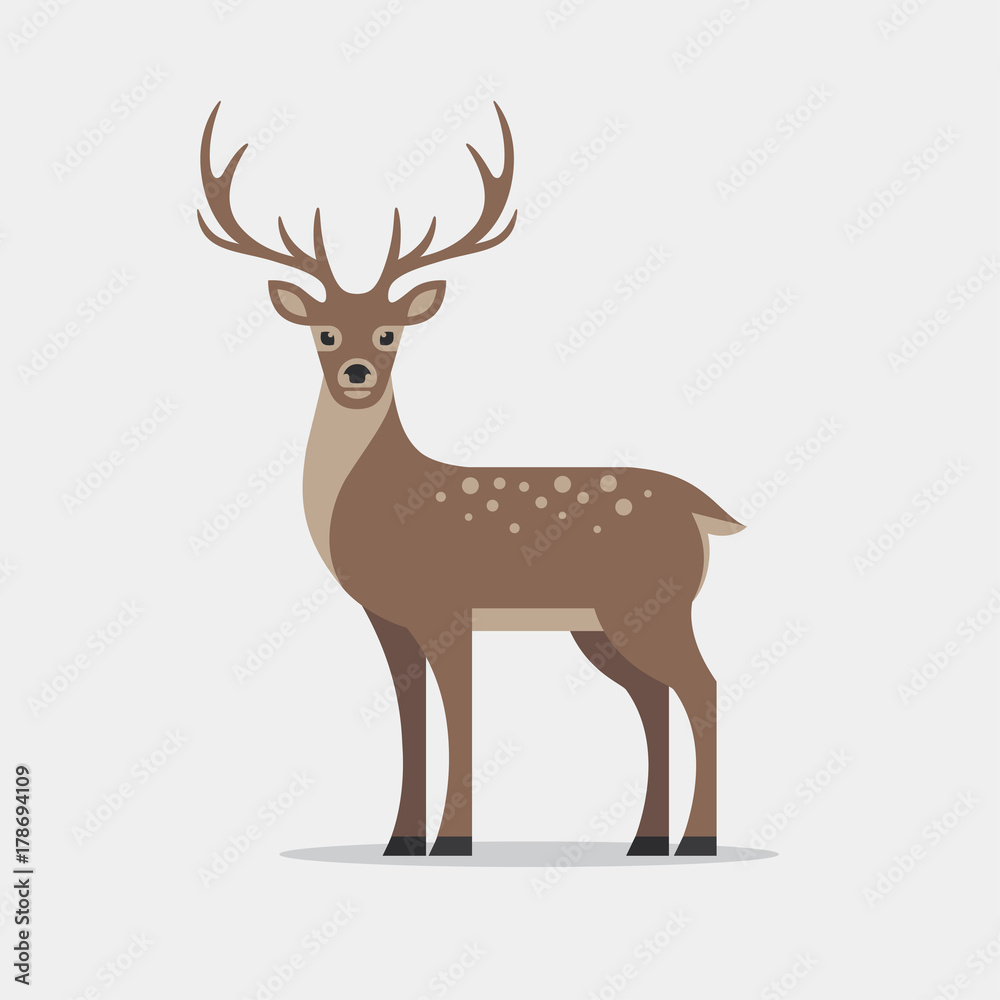 Naklejka premium Ilustracja jelenia w stylu płaski.