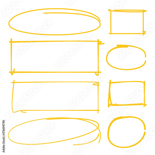 yellow hand drawn rectangle and circle marker elements