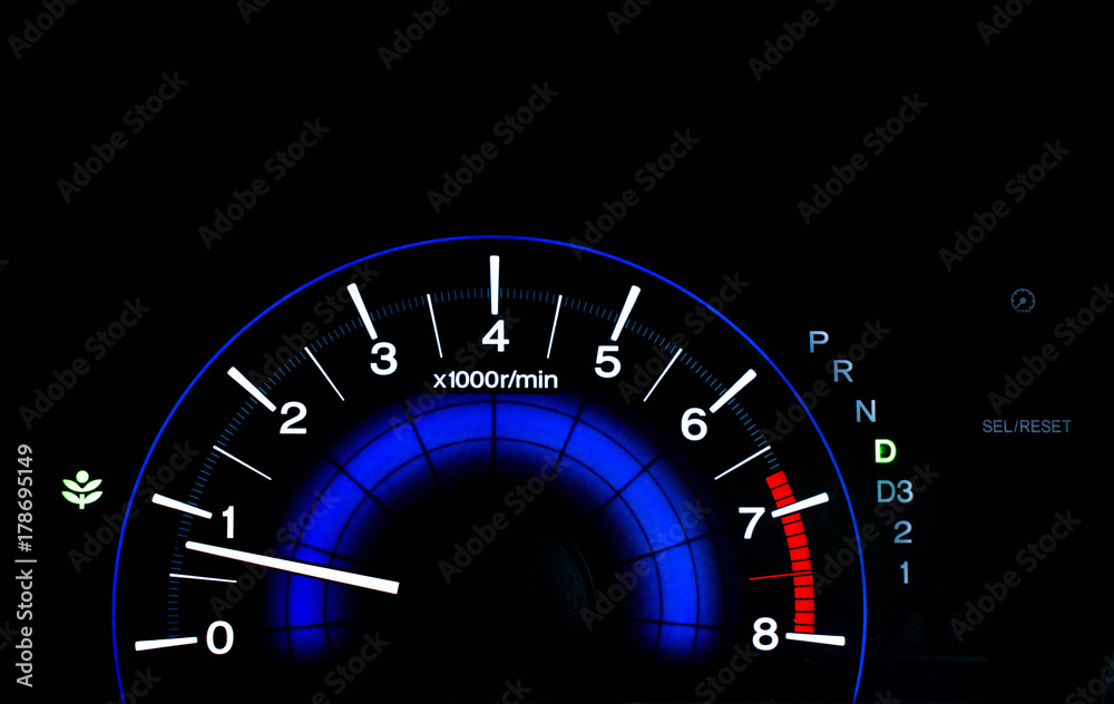 digital screen of telling speed of the car in close up