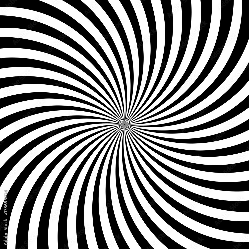 Hypnotic swirl lines or vortex spin or black and white circular motion