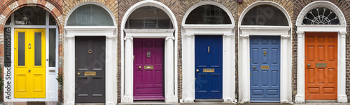 Set of colored doors in Dublin from Georgian times  18th century 