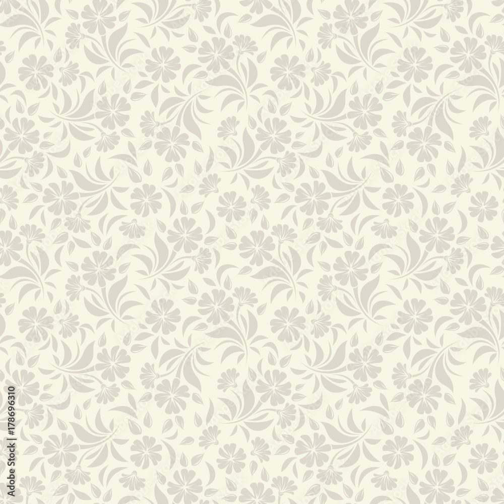 Vector seamless beige floral pattern.