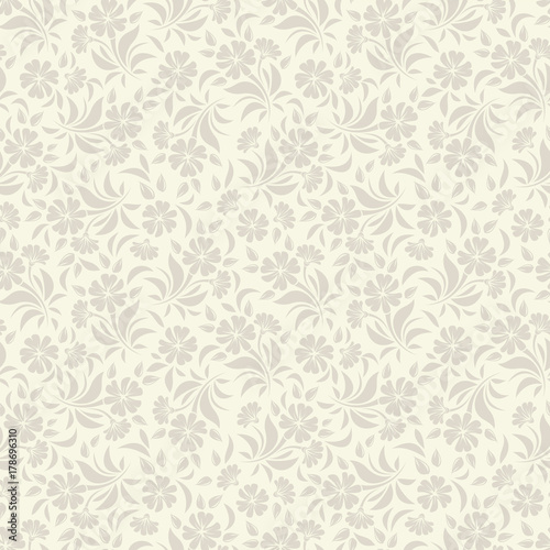 Vector seamless beige floral pattern.