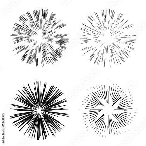 set of black burst. circles decorative ornaments. vector illustration. black firework