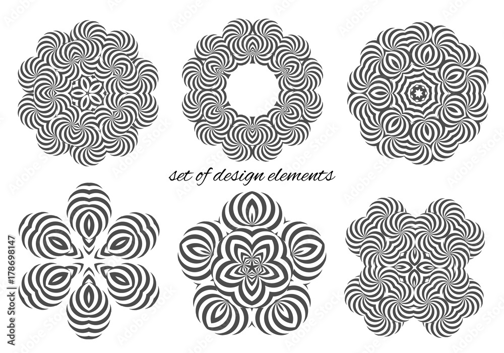 Vector black and white decorative elements set Vector black and white decorative elements set