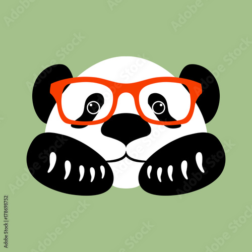 Fototapeta Naklejka Na Ścianę i Meble -  panda face in glasses vector illustration style flat