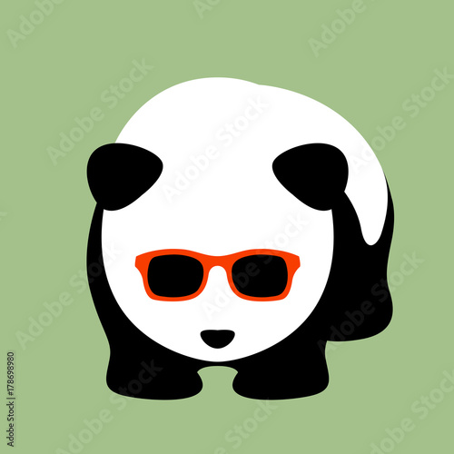 Fototapeta Naklejka Na Ścianę i Meble -  panda face in glasses vector illustration style flat