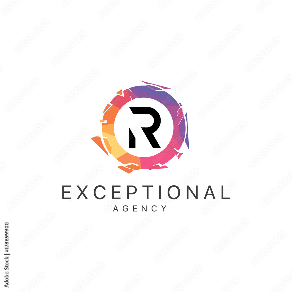 Fototapeta premium R letter logo. Polygonal letter logotype