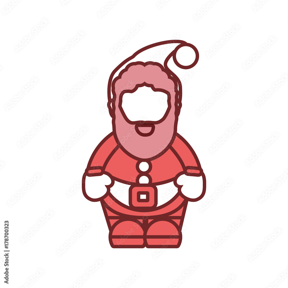 flat line colored santa claus over white background vector illustration flat line colored santa claus over white background vector illustration