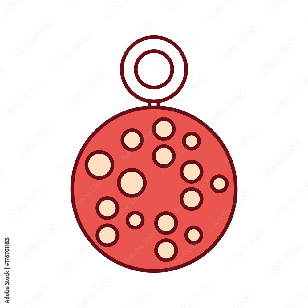flat line colored christmas ball over white background vector illustration flat line colored christmas ball over white background vector illustration