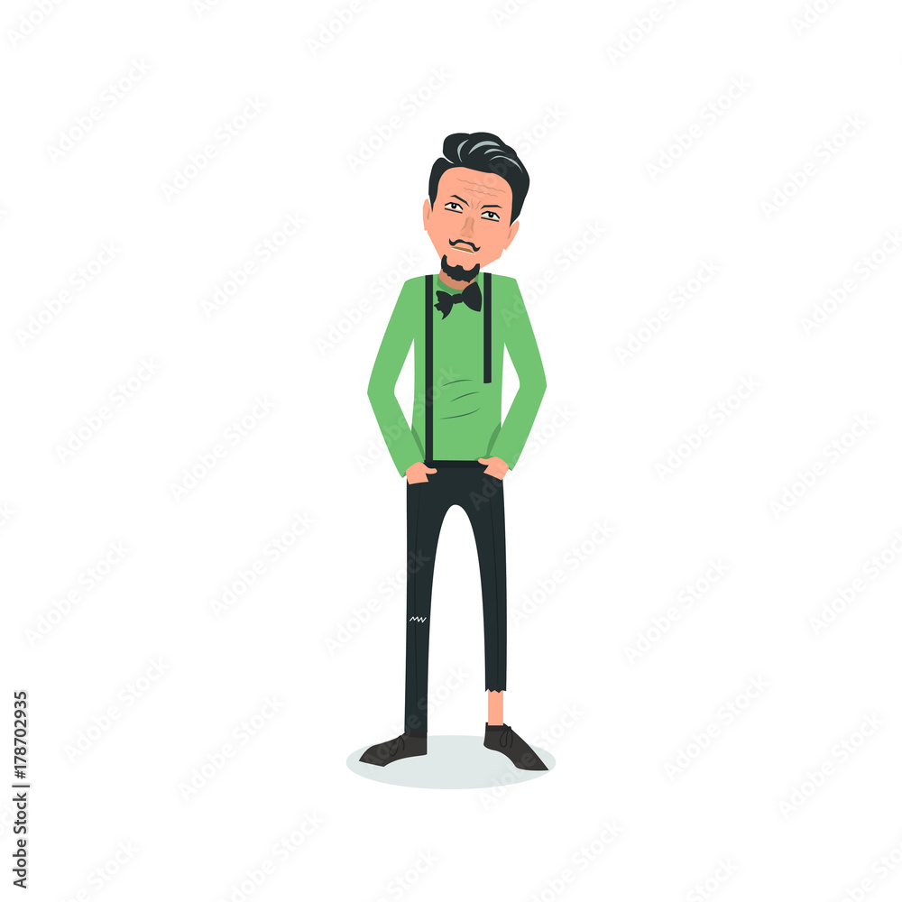 Obraz premium Exhausted and completely wiped out cartoon guy in casual clothes, gesturing. Vector illustration. Modern flat design.