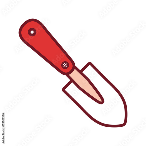 flat linie colored trowel over white background  vector illustration