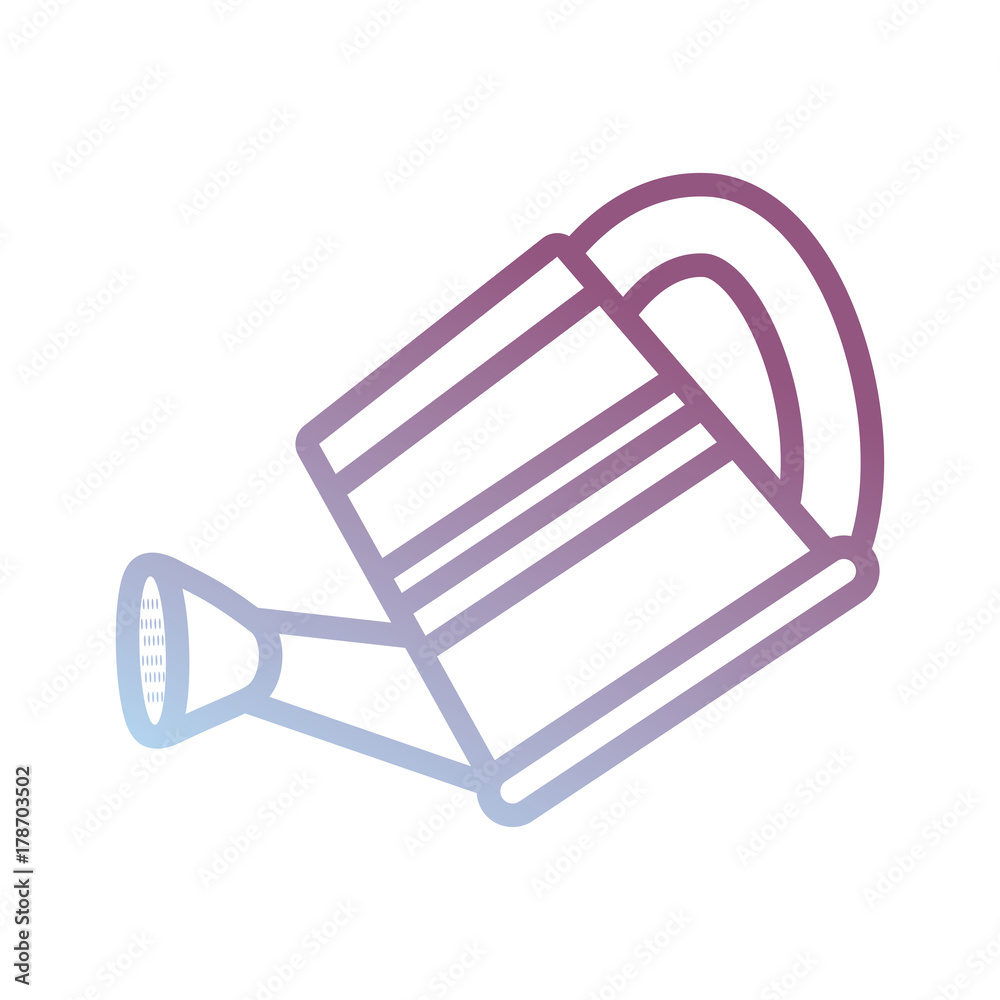 flat line colored watering can over white background vector illustration flat line colored watering can over white background vector illustration