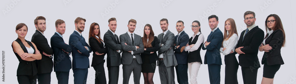 group of business team standing in a row