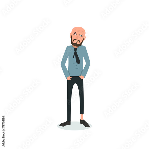 Exhausted and completely wiped out cartoon guy in casual clothes, gesturing. Vector illustration. Modern flat design.