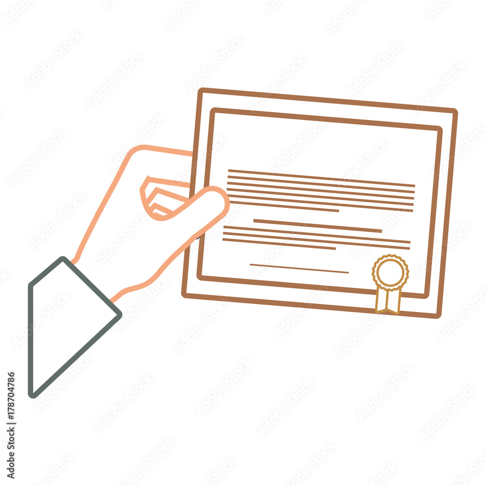 flat line colored certificate of graduation over white background vector illustration flat line colored certificate of graduation over white background vector illustration